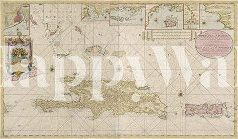 Hispaniola Vintage Map Wallpaper | Happywall.com