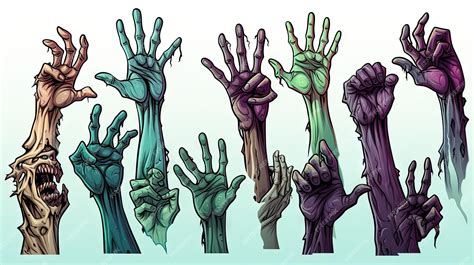 Premium Photo Set Of Hand Drawn Zombie Hands Vector Illustration