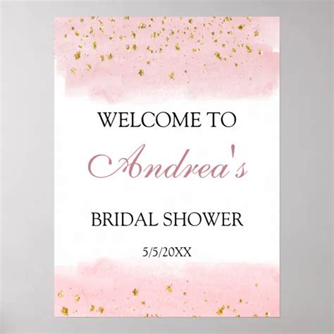 Pink Gold Sparkle Bridal Shower Welcome Poster Zazzle