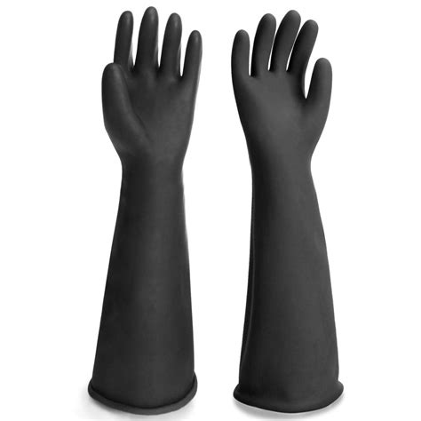 Black Rubber Gloves Extra Large, 22" Long Chemical Resistant Gloves