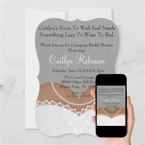 Cute Lace Bra Lingerie Bridal Shower Invitation Zazzle