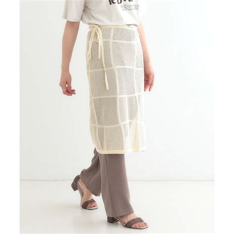 キューティーブロンド Cutie Blonde パッチワーク風ニット 巻きスカート アイボリー 004 ファッション通販 MAGASEEK マガシーク