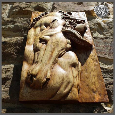 Horse Wood Carving Wall Hanging Forged In Wood