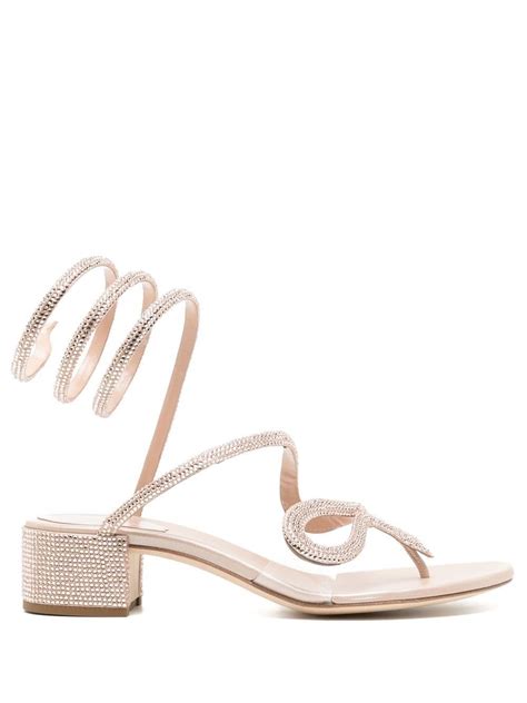 René Caovilla Snake Crystal Embellished Sandals In Pink ModeSens