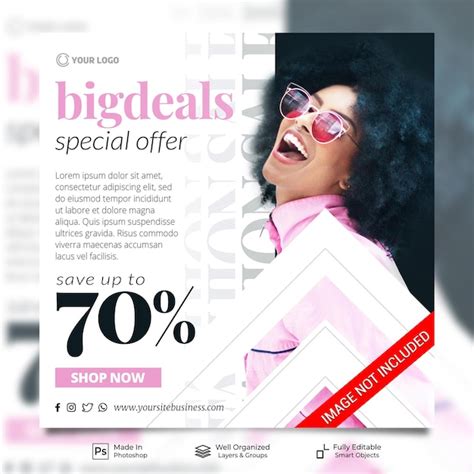 Premium Psd Big Deals Fashion With Pink Color Sale Promotion Social