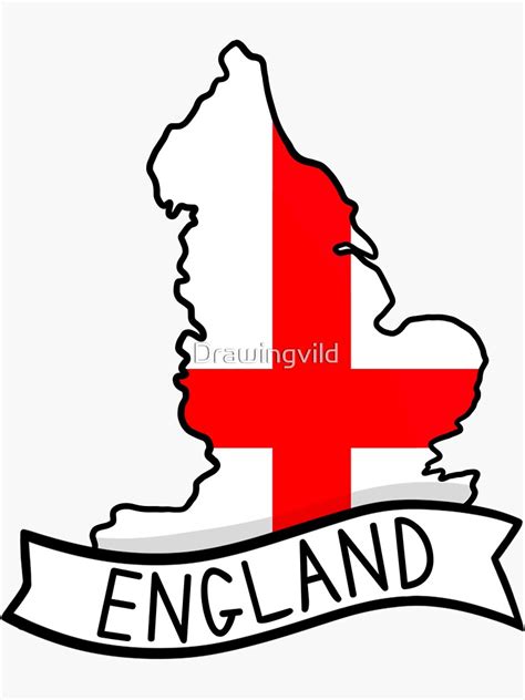 England Flag Map Sticker Sticker For Sale By Drawingvild Redbubble