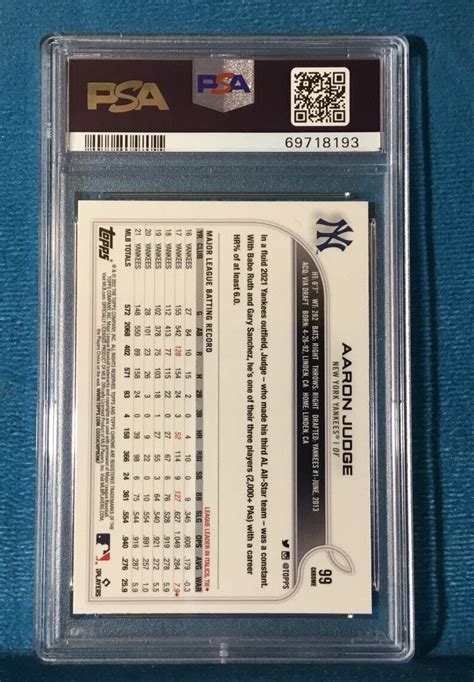 Topps Chrome Aaron Judge Psa New York Yankee Mvp Ebay