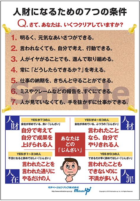 大人気！「人財になるための7つの条件」社員教育ポスター®│モチベーション・アップ（株）│桑島克憲