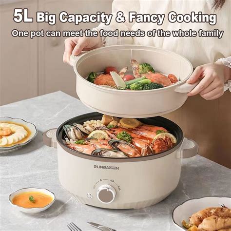 5L Large Capacity Electric Cooker With Steamer 1000W Non Stick Multi Functional Electric Pot Hot