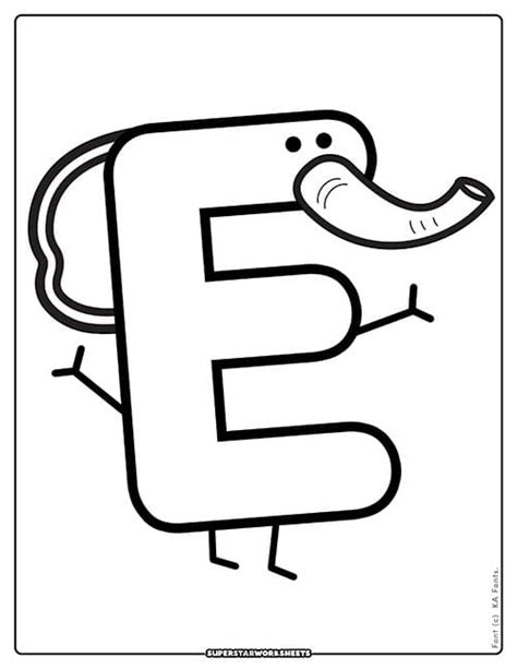 Letter E Coloring Pages - Superstar Worksheets