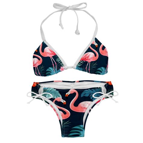 Flamingo Tropical Rainforest Detachable Sponge Adjustable Strap Bikini