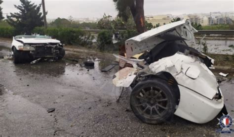 Traffic Accident Car Splits In Half On Mrieħel Bypass