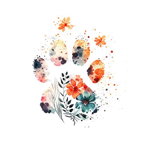 elegant watercolor paw print design  art home decor