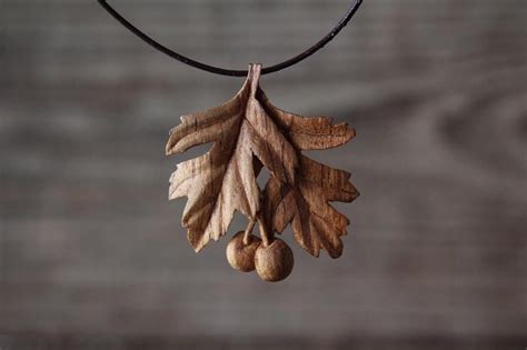 Hawthorn Pendant Hand Carved By Knife From English Oak By Giles Newman