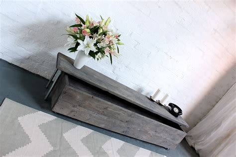 Joanna Reclaimed Grey Washed Scaffolding Board Low Bench With Wheel Out