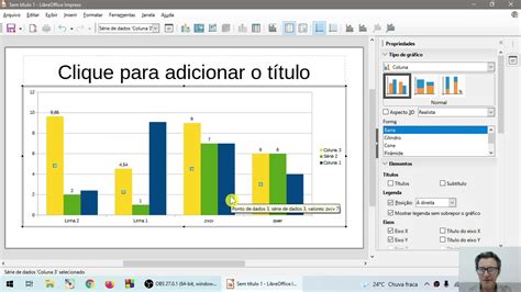 LibreOffice Impress Parte 4 Gráfico no Slide Inserir novos dados