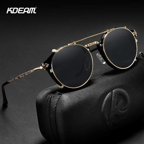 Kdeam Lunettes De Soleil R Tro Steampunk Clip Rond Pour Hommes Et