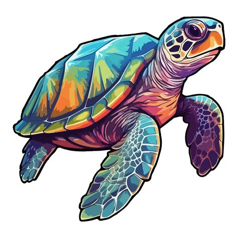 Colorful Sea Turtle modern pop art style, Sea Turtle illustration ...