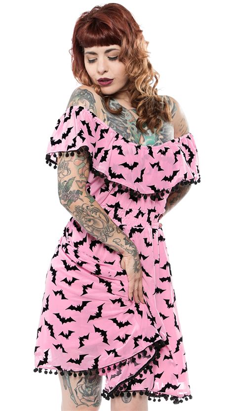 Sourpuss Luna Bats Fiesta Dress Pink