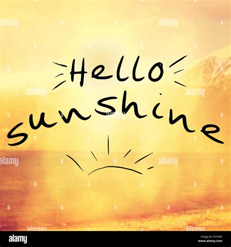 Hello Sunshine Quote Background With Sunny Beach With Vintage Filter