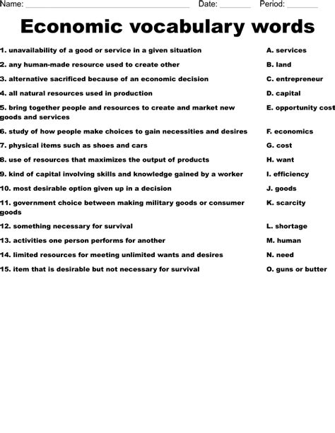 24 Chapter 1 Economics Vocabulary