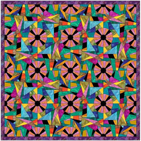 Crazy Patch Fan 5 Quilt Paper Foundation Piece Quilting Block Pattern