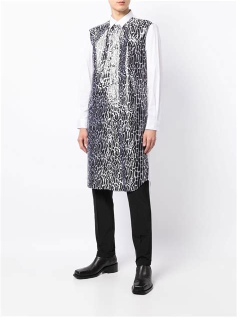 Comme Des Garçons Homme Plus Longline leopard print Shirt Black