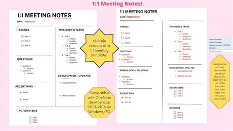 Onenote 1:1 Meeting Notes Template - Etsy