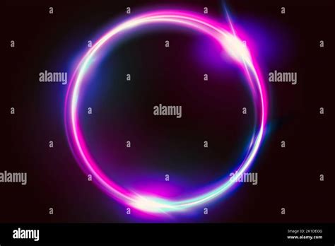 Vector Vibrant Neon Circle With Glow Modern Round Frame With Empty