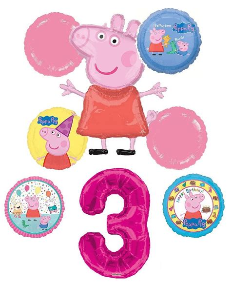 Peppa Pig 3rd Birthday Party Balloon Bouquet Bundle For 3 Year Old