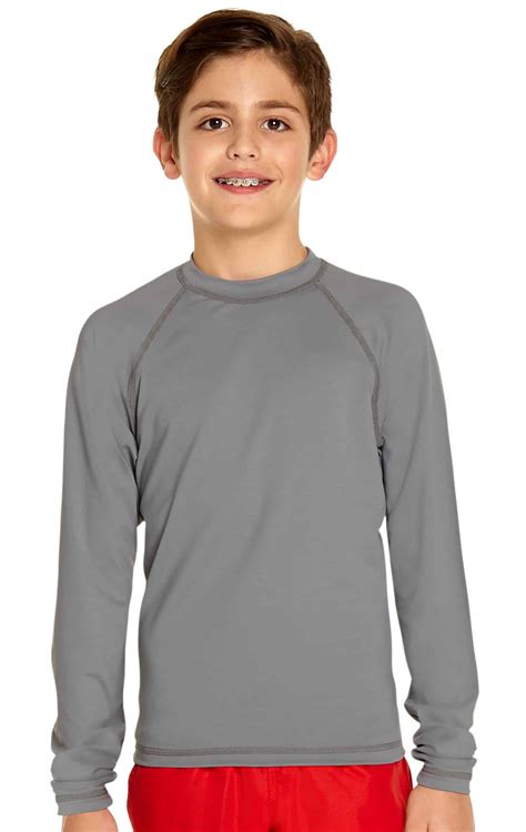 Boys Long Sleeve Rash Guard Grey Wet Effect Inc