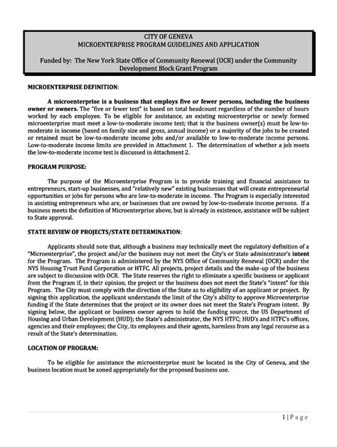 Fillable Online Microenterprise Program Guidelines And Application Fax