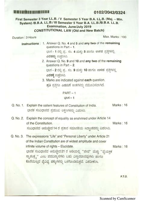 March 2021 Kslu Question Papers Llb 3 Years Studocu