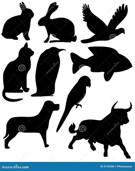 Nine animals black stock vector. Illustration of fishf - 4733288