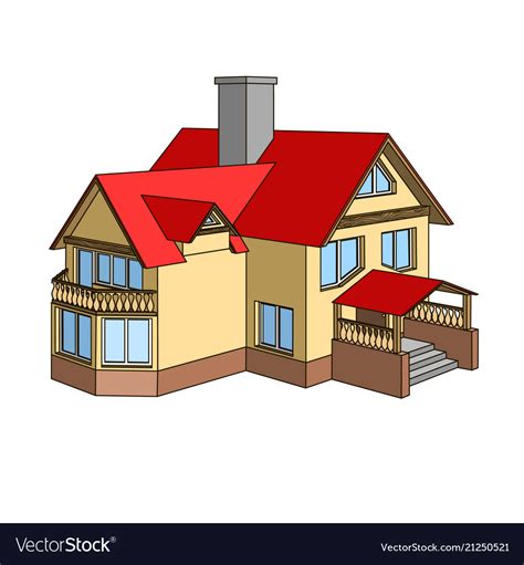 Cartoon house with a gable roof Royalty Free Vector Image