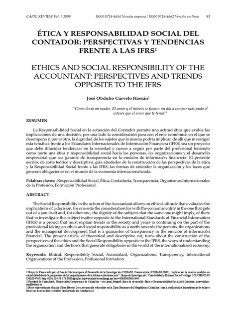 Ética Y Responsabilidad Social Del Contador Perspectivas Y Tendenci