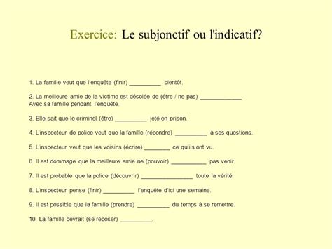 Le Subjonctif Ou Indicatif Exercices Pdf