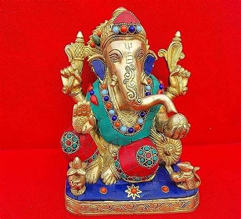 Buy EXPLORE India Brass Ganesh Statue In Resting Blessing Position With