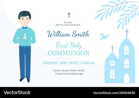 First Holy Communion Invitation Design Template Vector Image