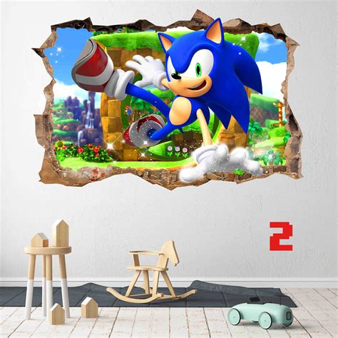 Sonic Wall Stickers Super Sonic Wall Decals Large Wall Art Etsy Uk