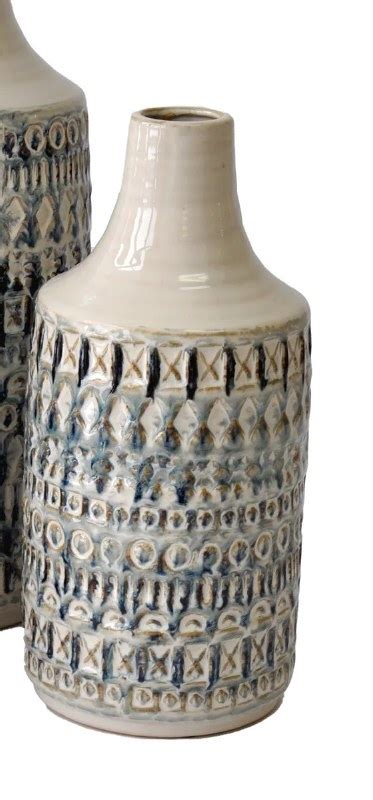 12 Distressed White Textured Ceramic Vase Wilford Lee Home Accents