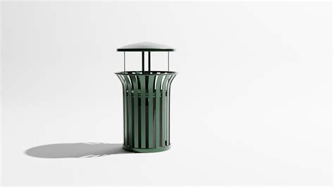 3d Model Trash Can 37 Gallon Metal Outdoor Streetscape Covered Vr