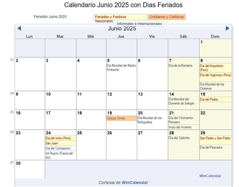 Calendario Junio Para Imprimir Per