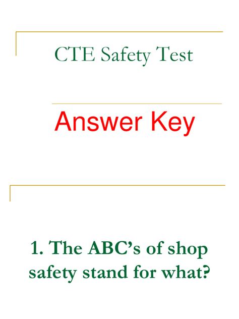 Cte Safety Test Answer Key Pdf Manufactured Goods