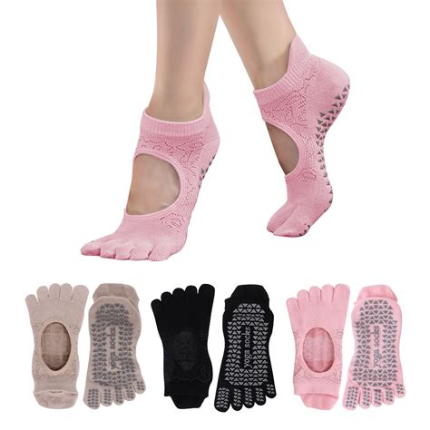 Muka 3-Pairs Yoga Toe Socks with Grip for Women, Non-Skid 5-Toes