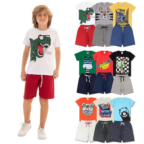 Kit Sortido Pe As De Roupas Infantil Menino Camisetas Bermudas