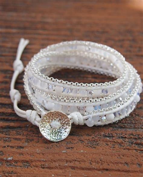 3 Times White Stone Beaded Mix Wrap Bracelet With Chain Boho Etsy Diy