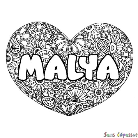 Coloriage Pr Nom Malya D Cor Mandala Coeur Sans D Passer