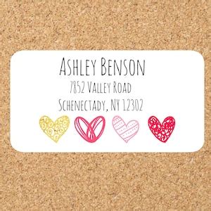 Cute Return Address Labels With Hearts ,mailing Labels, Return Address ...