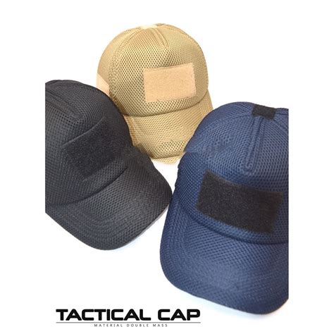 Jual TOPI JARING POLOS HITAM TOPI BDU TACTICAL DOUBLE MESS TOPI